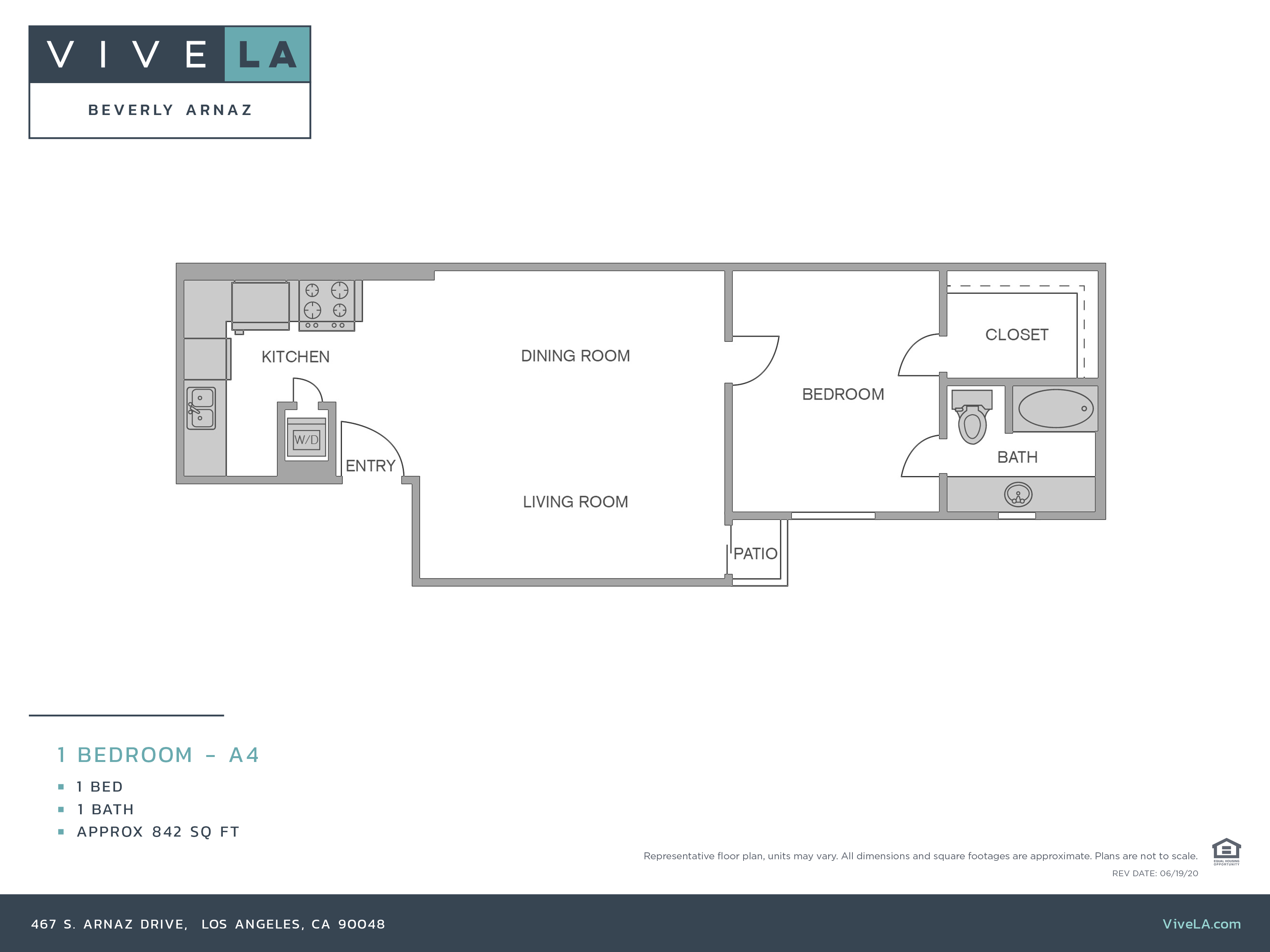 The floor plan for unit 219B